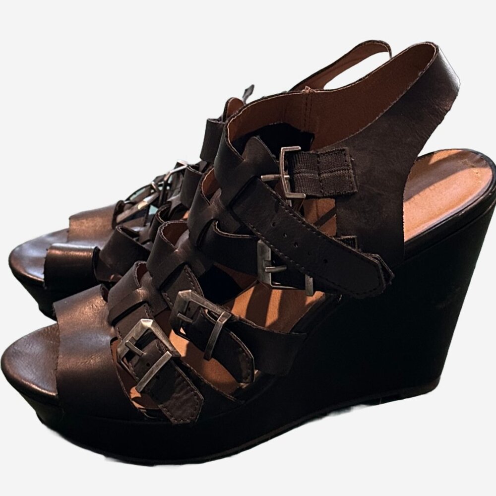 Madden Girl Strappy Black Wedge Sandal